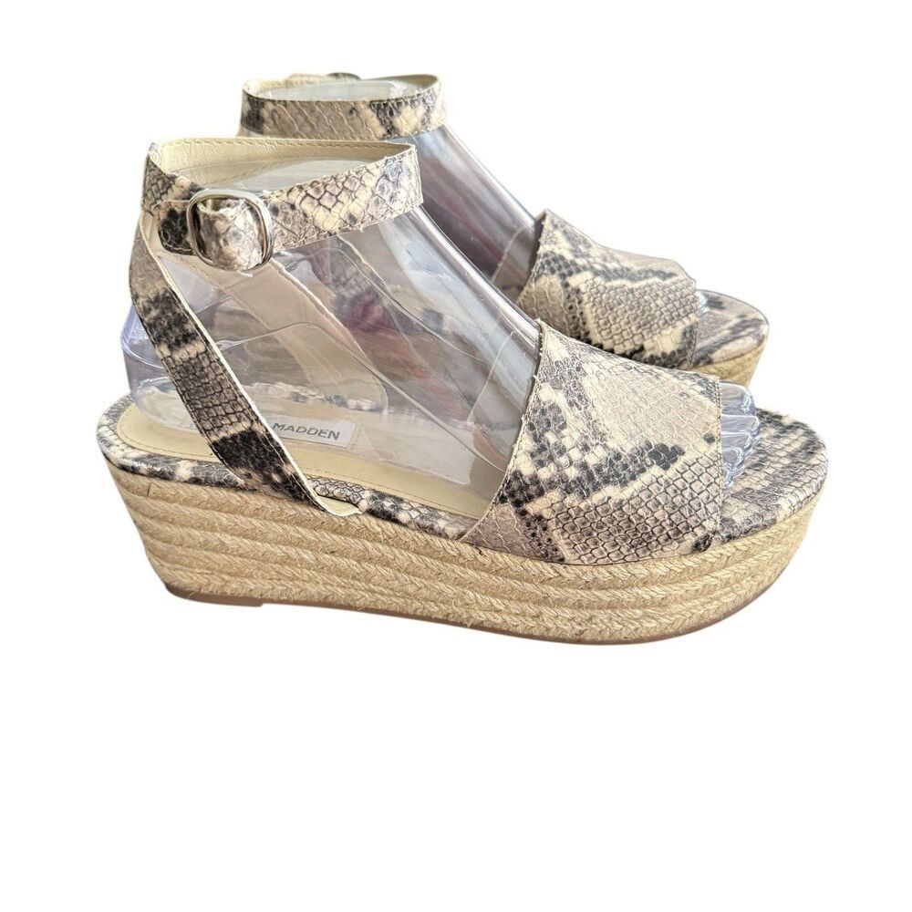 Women's Steve Madden Weaver Snakeskin Print Wedge Platform Sandals Size 8